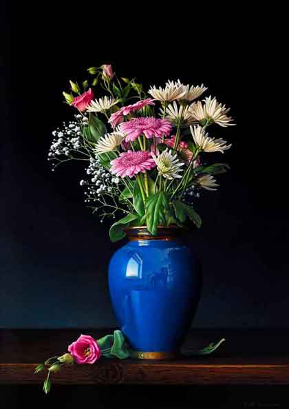 Flowers and Blue Vase